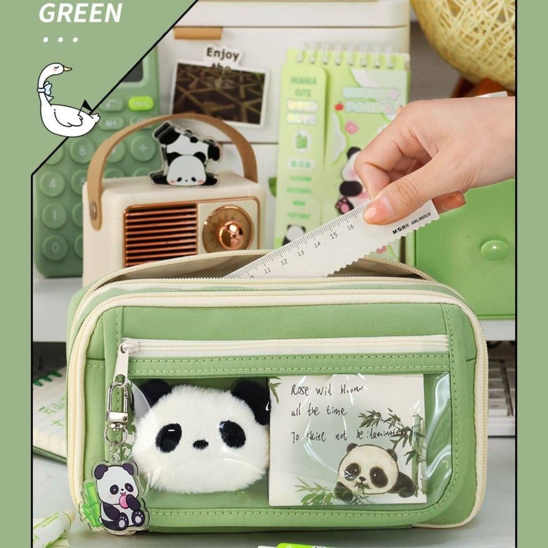 9-Layer Storage Pen Bag | Large Pencil Pouch with Mesh & Transparent Pockets