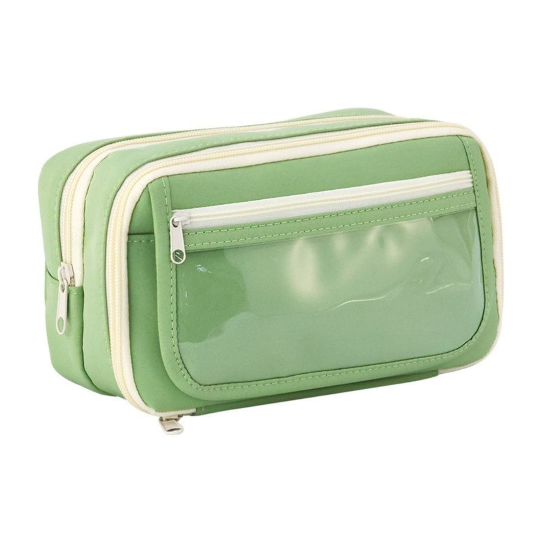 9-Layer Storage Pen Bag | Large Pencil Pouch with Mesh & Transparent Pockets