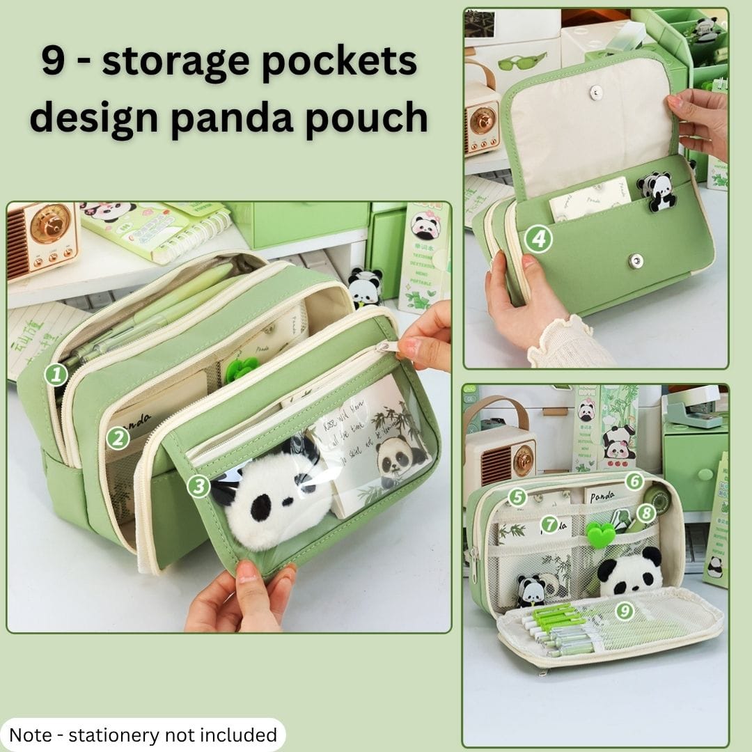 9-Layer Storage Pen Bag | Large Pencil Pouch with Mesh & Transparent Pockets