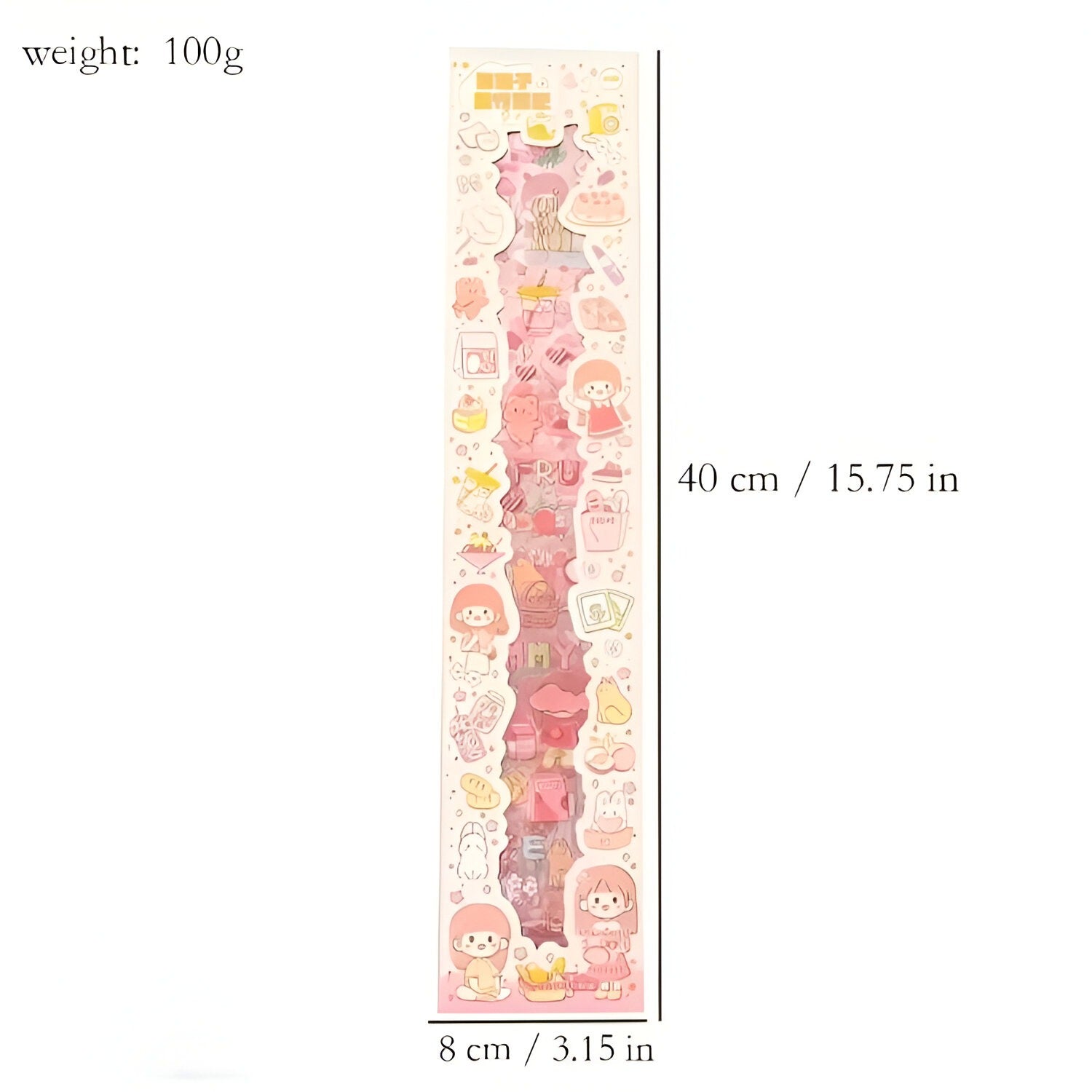 Cute Cartoon Theme Kawaii Stickers - 20 PET Sheets Cute Washi Stickers for Project, Japanese Style Girls Sticker Set for Kids (Size of Each Sheet - 40 X 8 CM)