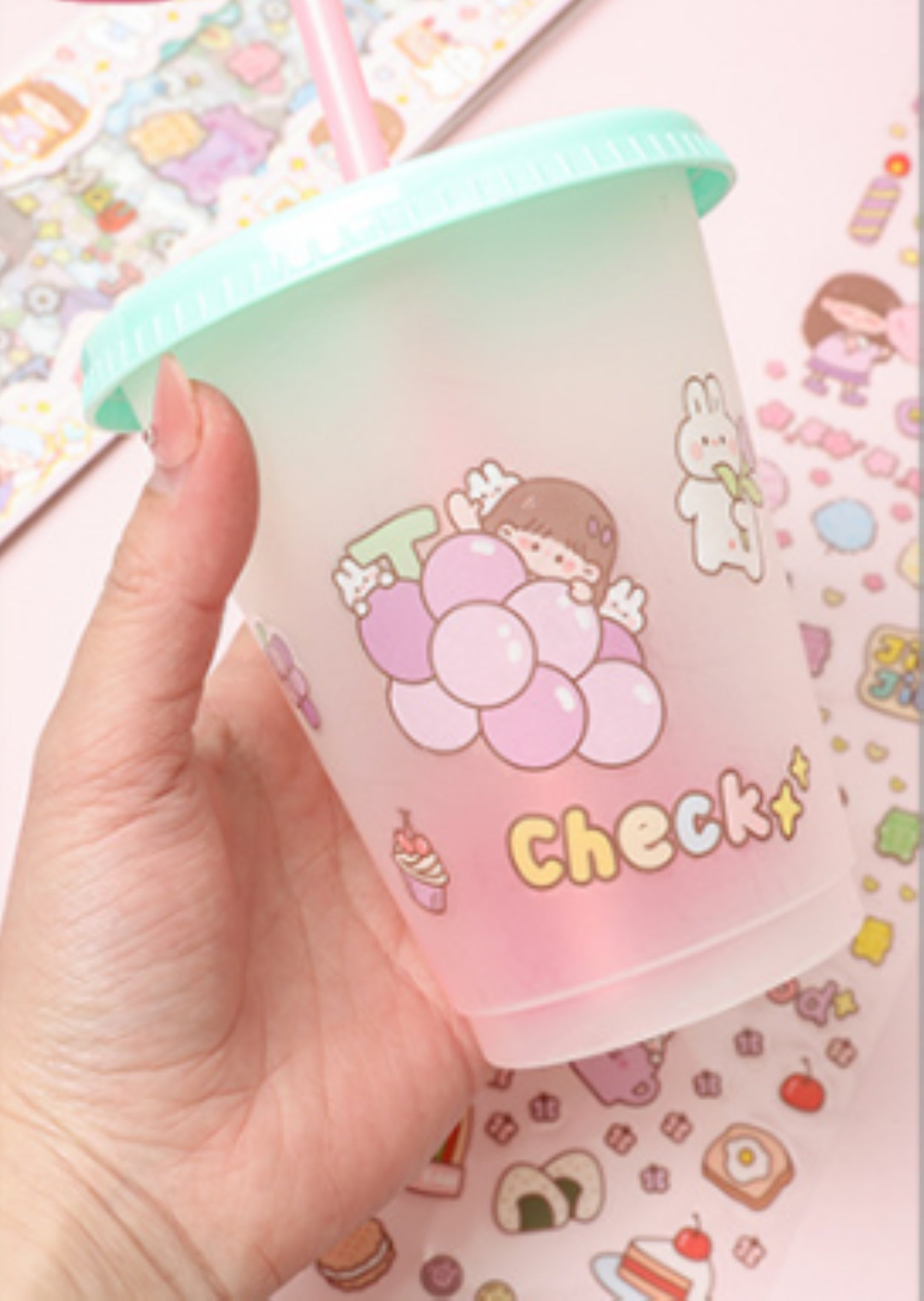 Cute Cartoon Theme Kawaii Stickers - 20 PET Sheets Cute Washi Stickers for Project, Japanese Style Girls Sticker Set for Kids (Size of Each Sheet - 40 X 8 CM)