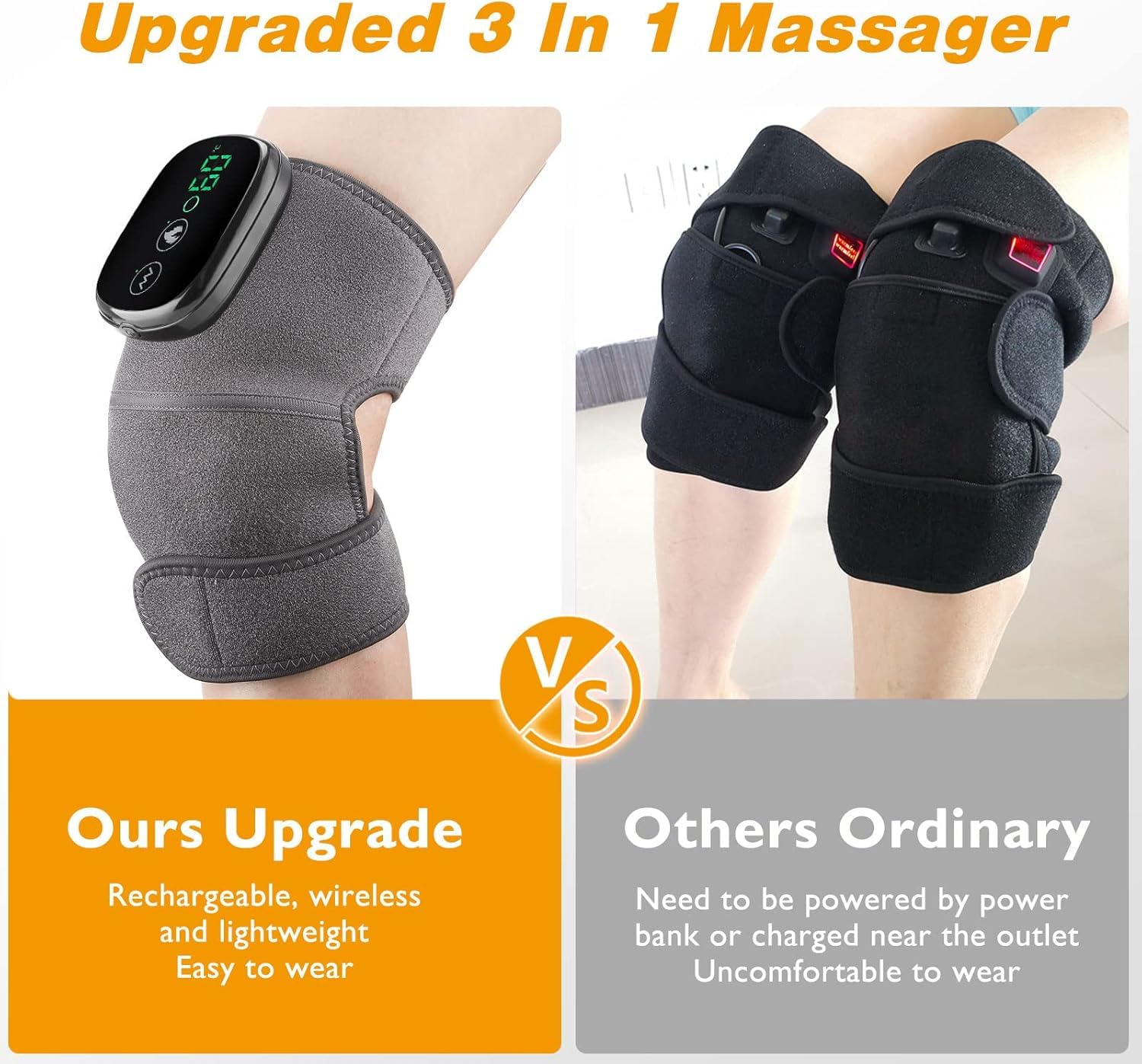 Pain-Relief Knee Massager – Electric, Cordless, Heat & Vibration Therapy for Arthritis & Joint Pain”