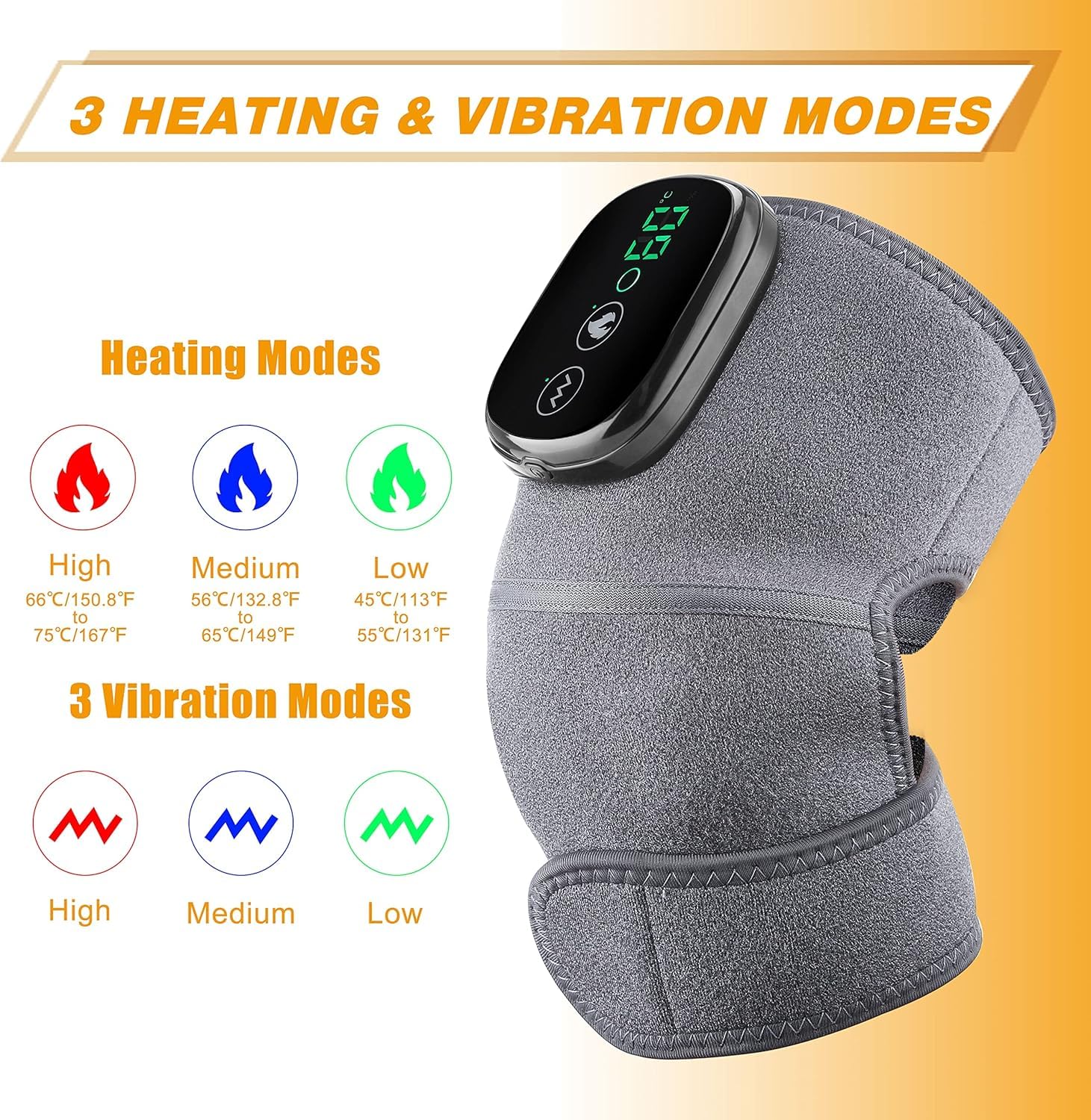 Pain-Relief Knee Massager – Electric, Cordless, Heat & Vibration Therapy for Arthritis & Joint Pain”